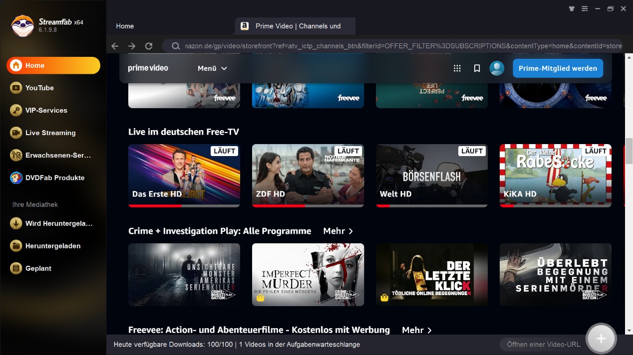 Schritte zur Verwendung vom StreamFab Amazon Downloader, um Amazon Video herunterzuladen