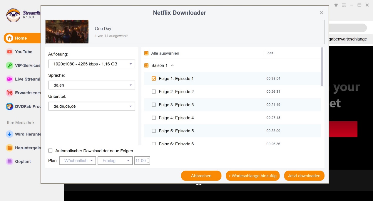 Download-Erfahrung vom StreamFab Netflix Downloader