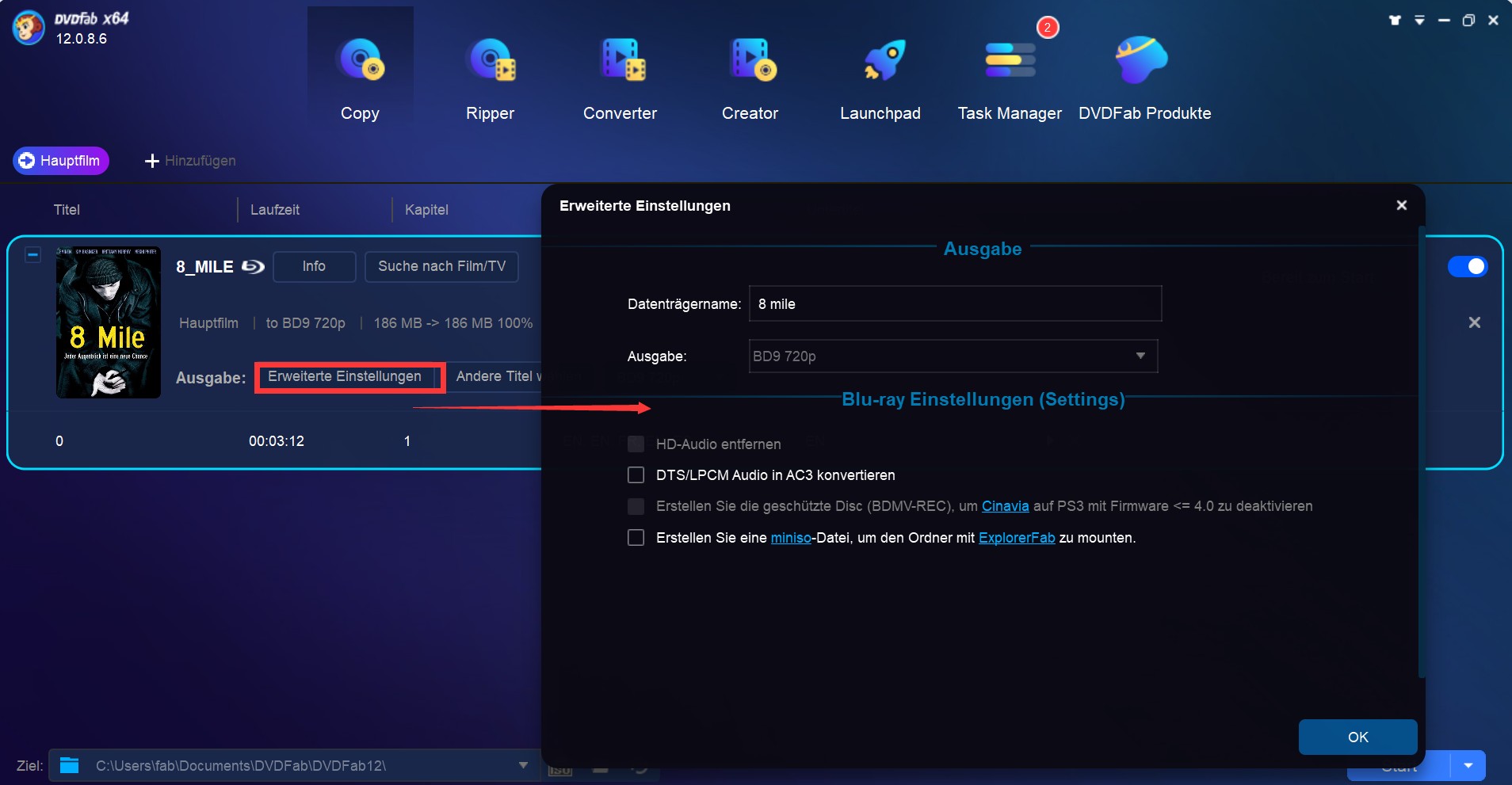 Wie kann ich Bluray DVD kopieren?